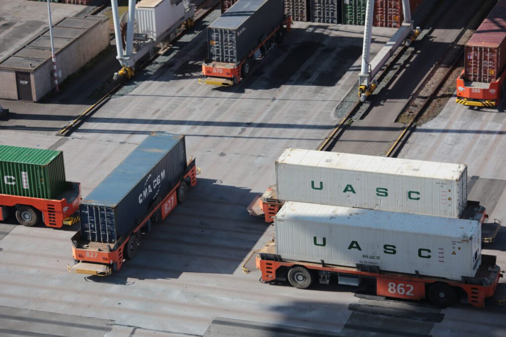 Shipping containers on a ship