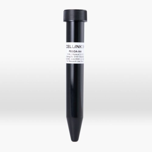 Image of Polyethylene glycol diacrylate (PEGDA 700) in a black container with a gray background
