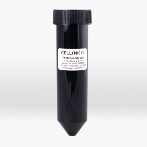 Photo of Gelatin Methacrylate (GelMA) in a black container on a black background